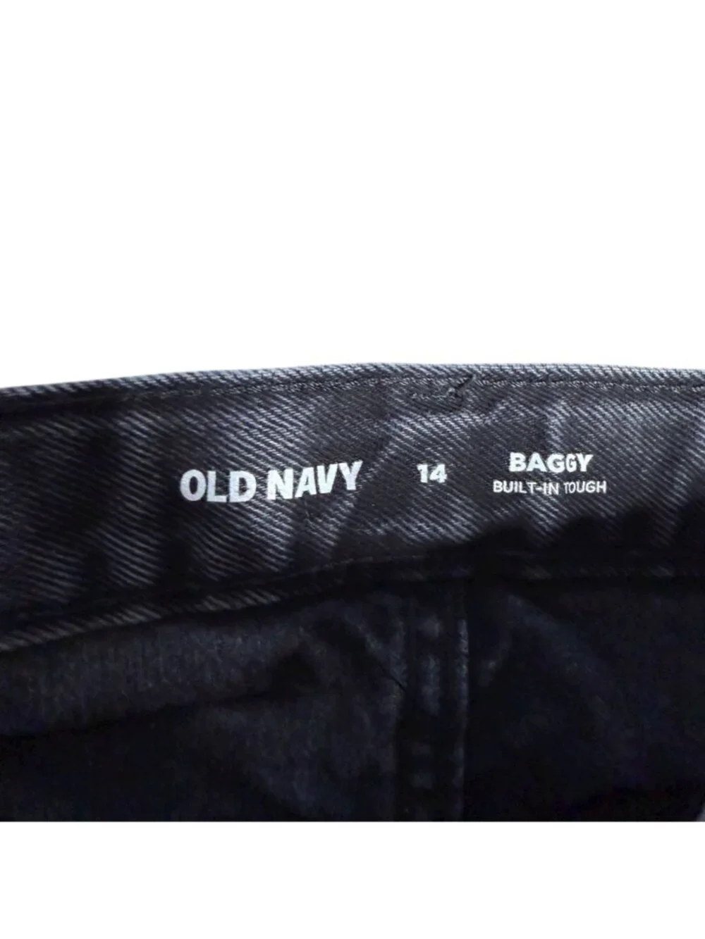 Old Navy Baggy Wide Leg Jeans Boys Size 14 Black Adjustable Waist